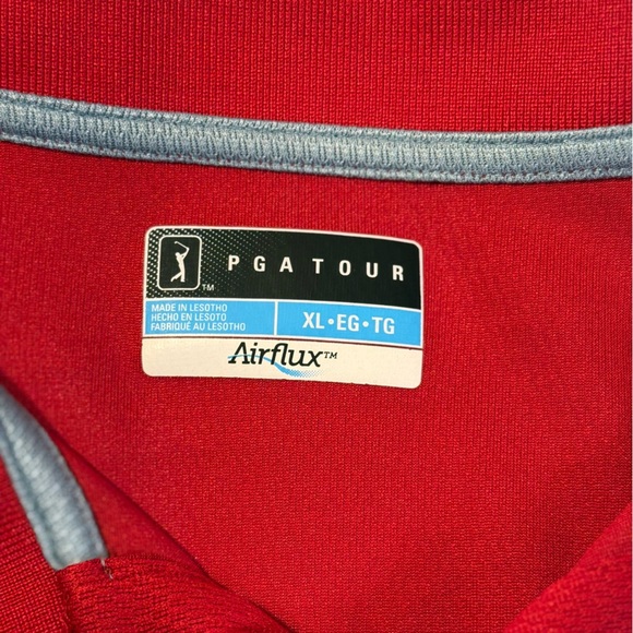 PGA Tour Airflux Men’s Golf Polo Shirt Size XL Red - Picture 6 of 7